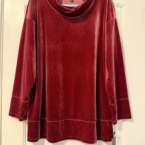 Jones New York Women’s Long Sleeve Maroon Velvet Tunic Sweater‎ Size L - Picture 1 of 7